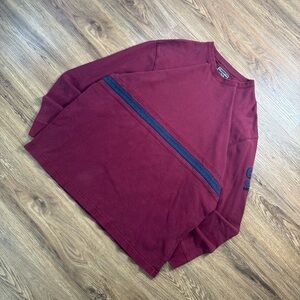 Vintage 90s Abercrombie & Fitch Maroon Longsleeve with Dark Blue Stripe